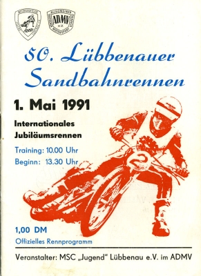 Program Lübbenau Sandbahnrennen 1.5.1991