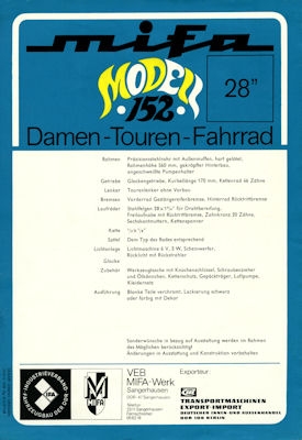 Mifa Damen Touren Rad Prospekt 1970