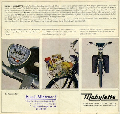 Mobylette Mini Moby Prospekt 1970er Jahre