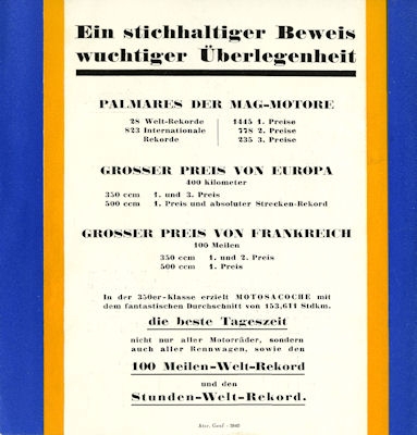 Motosacoche Motor program 1928