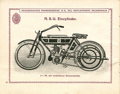 NSU Motorrad Programm 1911