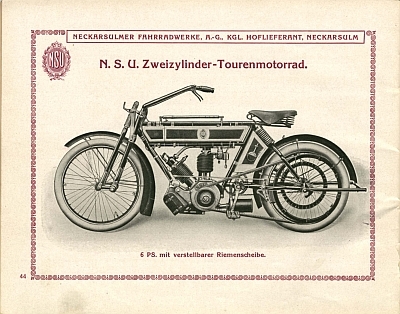 NSU motorcycle program 1911