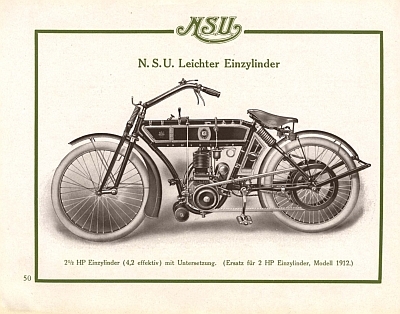 NSU motorcycle program 1913