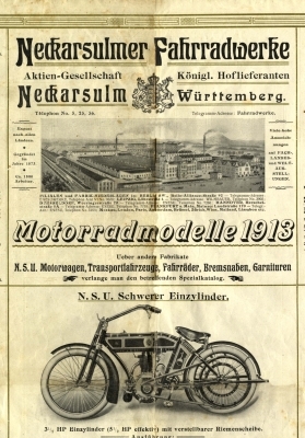 NSU motorcycle program 1913