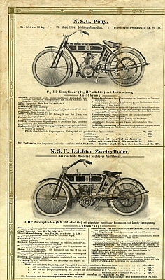 NSU motorcycle program 1913