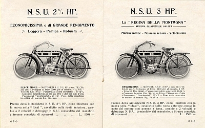 NSU motorcycle program 1914