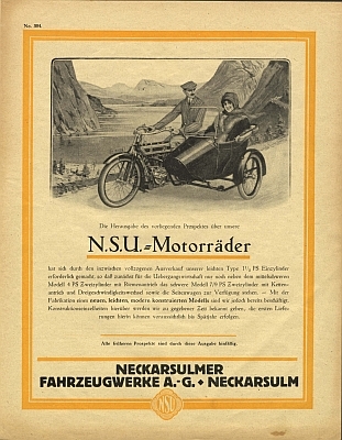 NSU motorcycle program 1919/20