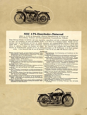 NSU Motorrad Programm 1922