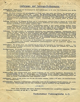 NSU Preisliste 1924 Nr. 422