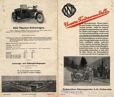 NSU motorcycle program 1925