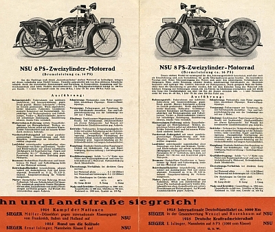 NSU Motorrad Programm 1926