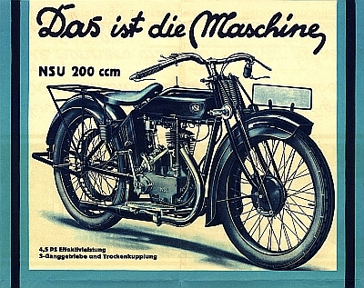 NSU 200 ccm Einzylinder Prospekt 1928