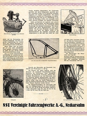 NSU 500 ccm Einzylinder Tourenmodell Prospekt 1928