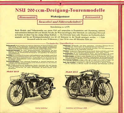 NSU Motorrad Programm 1929