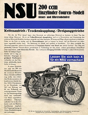 NSU 200 ccm Einzylinder Touren Modell 1929