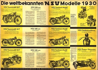 NSU Motorrad Programm 1930