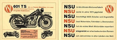 NSU motorcycle program 1931