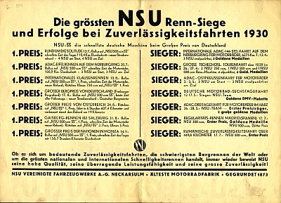 NSU Poster Tom Bullus 1931