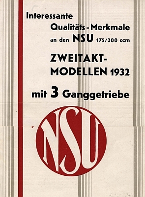 NSU motorcycle program 1932