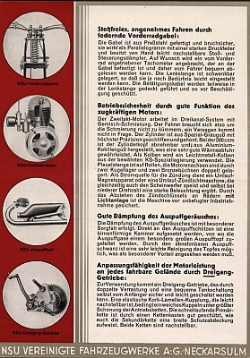 NSU motorcycle program 1932