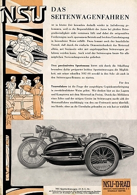 NSU-D sidecars brochure 1932