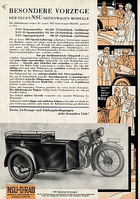 NSU-D Seitenwagen Prospekt 1932