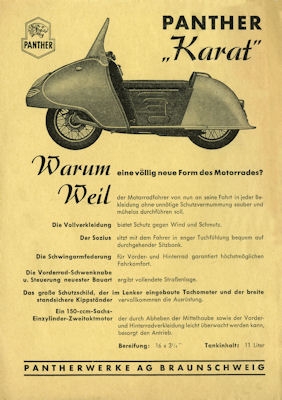 Panther Karat Roller Prospekt 1950er Jahre