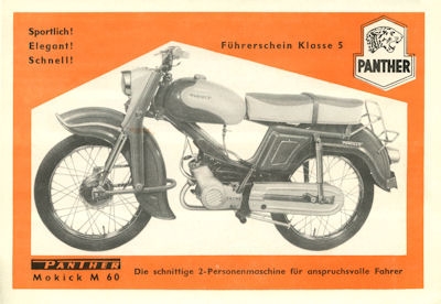 Panther Mokick M 60 Prospekt 1960er Jahre