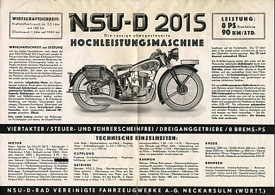 NSU 201 S Prospekt 1933