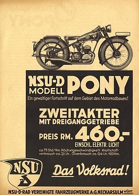 NSU Pony 200 Prospekt 1935