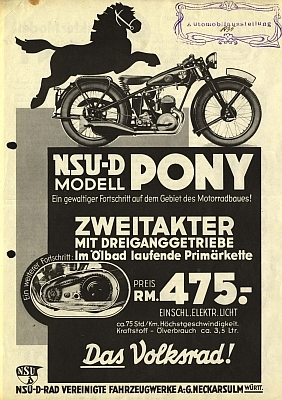 NSU Pony 200 Prospekt 1935