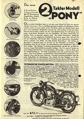 NSU Pony 200 Prospekt 1935