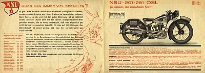 NSU 201 OSL und 251 OSL Prospekt 1936
