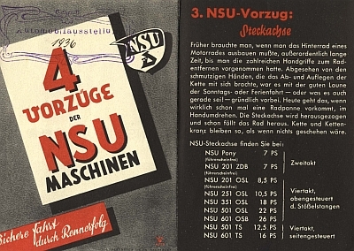 NSU 4 Vorzüge der NSU-Maschinen Prospekt 1936