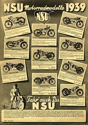 NSU Motorrad Programm 1939