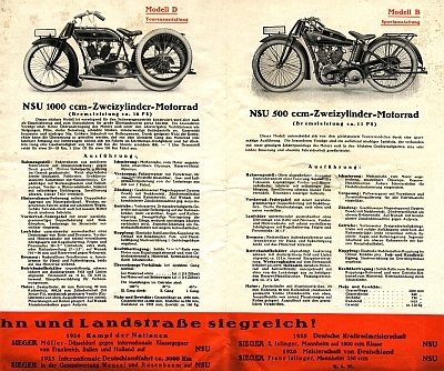 NSU Motorrad Programm 1927