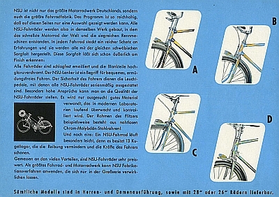 NSU bicycle brochure 1950