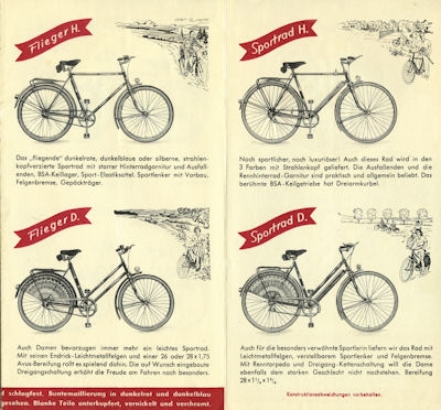 Bauer bicycle brochure 1951