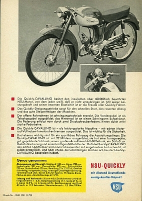 NSU Quickly Cavallino Prospekt 11.1957