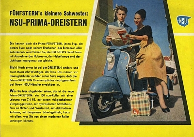 NSU Prima Dreistern Prospekt 11.1957