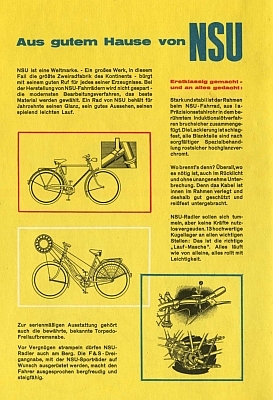 NSU Fahrrad Prospekt 2.1961