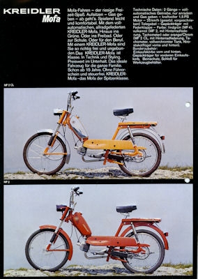 Kreidler program Mofa Mopeds 1973