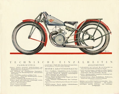 Stock Extra Leichtmotorrad Prospekt 1920er Jahre