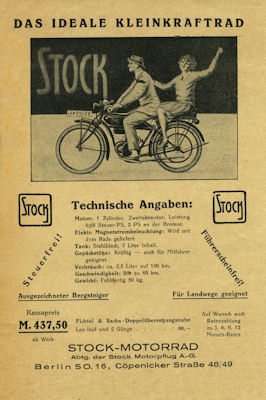 Stock Leichtmotorrad Prospekt 1920er Jahre