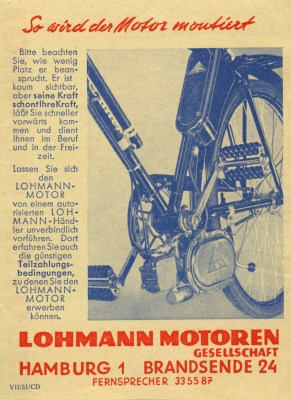 Lohmann bicycle-motor brochure 1951