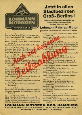 Lohmann Fahrrad-Motor Prospekt 1951