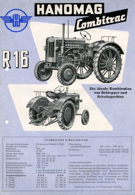 Hanomag Combitrac R 16 Schlepper brochure 1950s