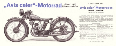 Avis Celer 200ccm Modell Comfort Prospekt ca.1930