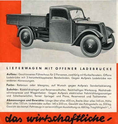 Zündapp Lieferwagen Prospekt 1935