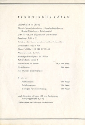 ADI Motor-Lieferdreirad brochure ca. 1950